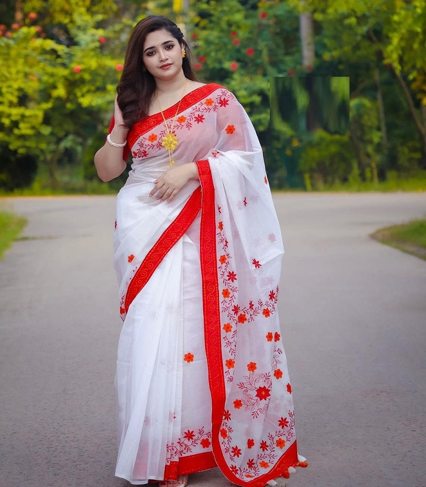 Exclusive Cotton Half Silk Saree. SKU-MH152