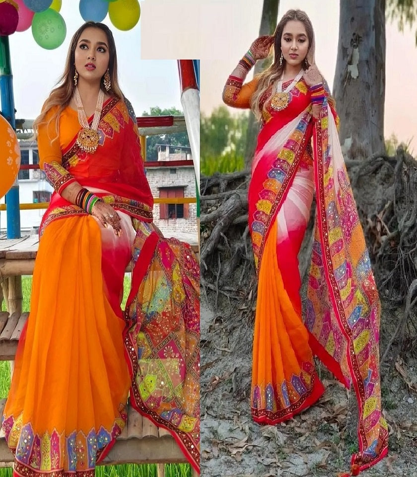 Exclusive Cotton Half Silk Saree. SKU-MH329