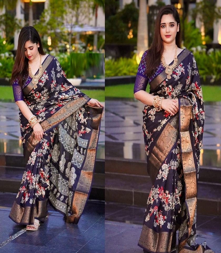 Exclusive Cotton Half Silk Saree. SKU-MH342