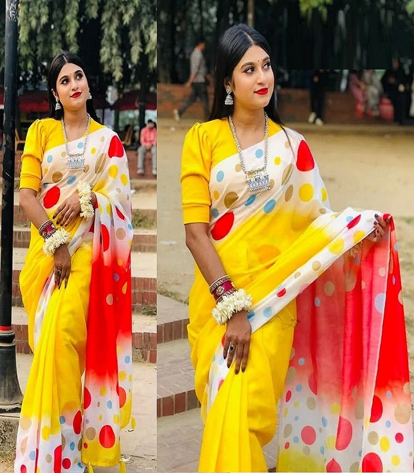 Exclusive Cotton Half Silk Saree. SKU-MH343