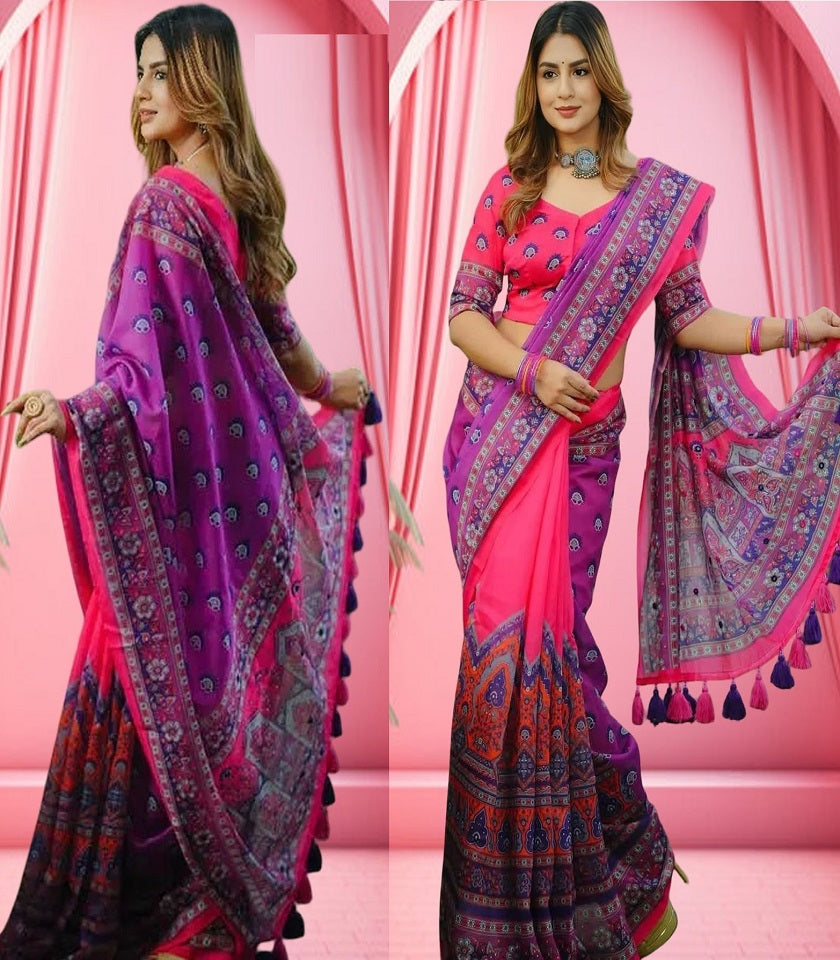 Exclusive Cotton Half Silk Saree. SKU-MH403