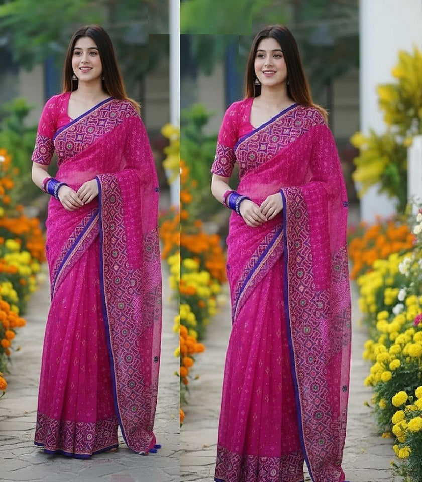 Exclusive Cotton Half Silk Saree. SKU-MH525