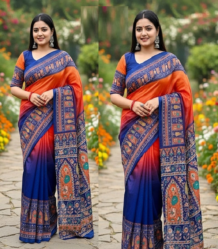 Exclusive Cotton Half Silk Saree. SKU-MH526
