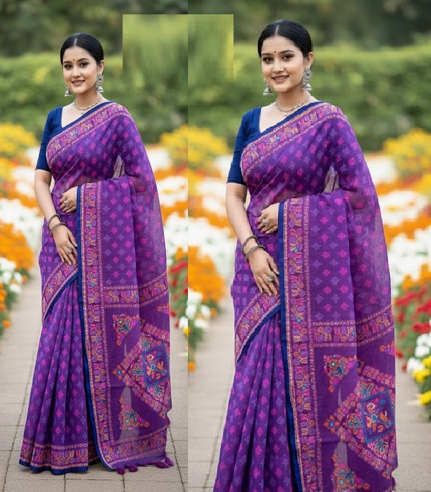 Exclusive Cotton Half Silk Saree. SKU-MH532