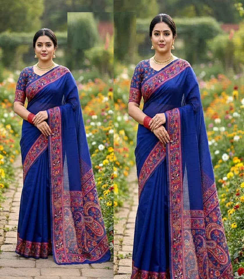 Exclusive Cotton Half Silk Saree. SKU-MH533