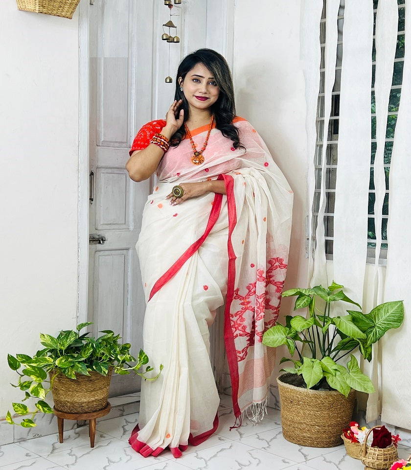 Exclusive Cotton Saree . SKU-MHT448