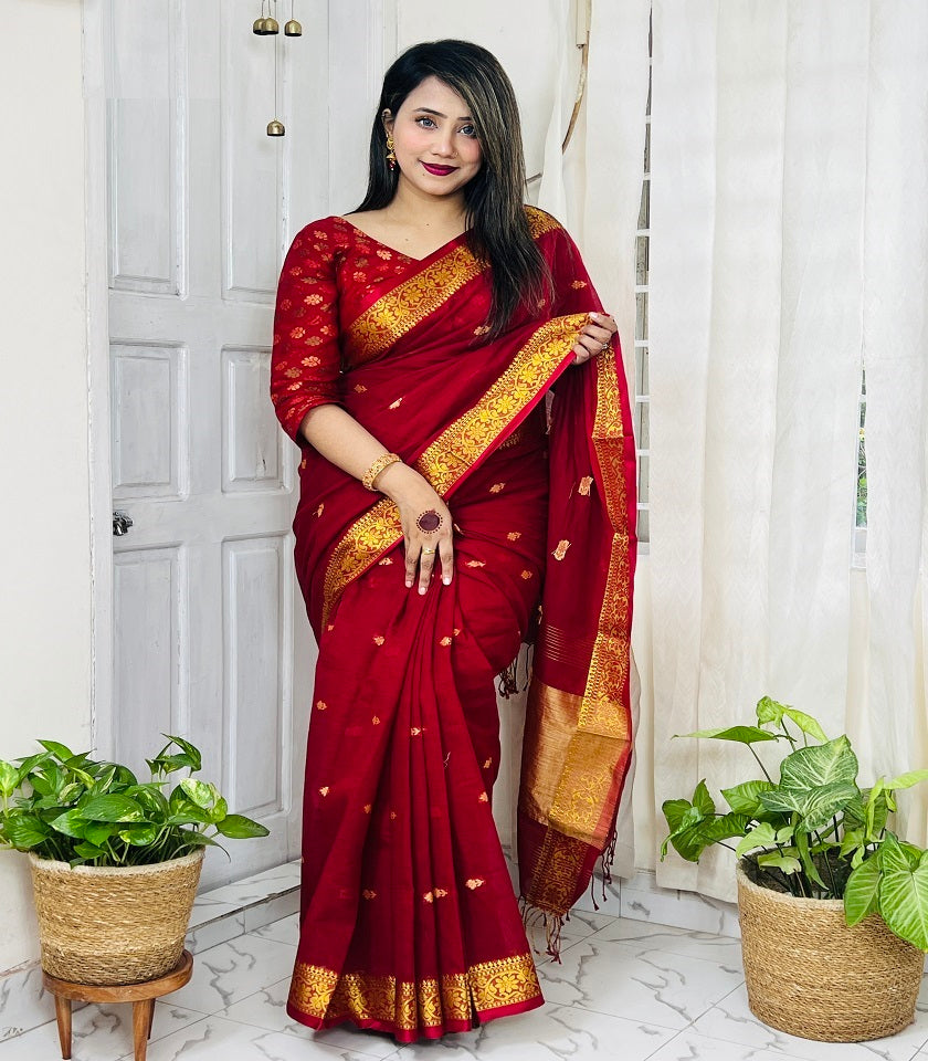 Exclusive Cotton Saree . SKU-MHT450