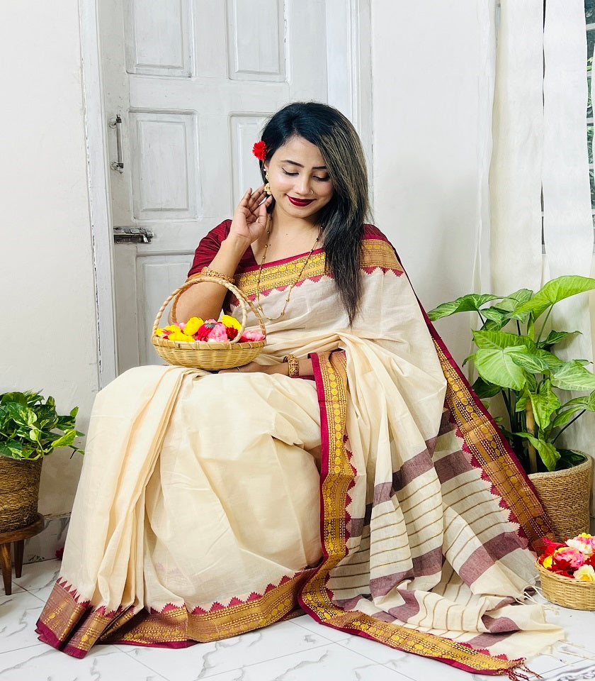 Exclusive Cotton Saree . SKU-MHT451