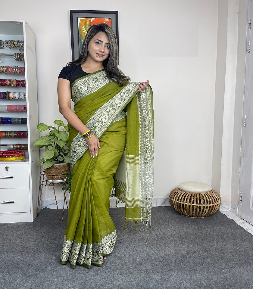 Exclusive Cotton Saree . SKU-MHT456
