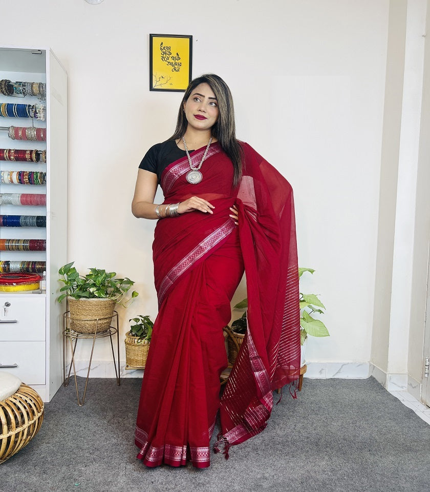 Exclusive Cotton Saree . SKU-MHT464