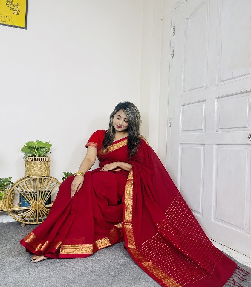 Exclusive Cotton Saree . SKU-MHT484