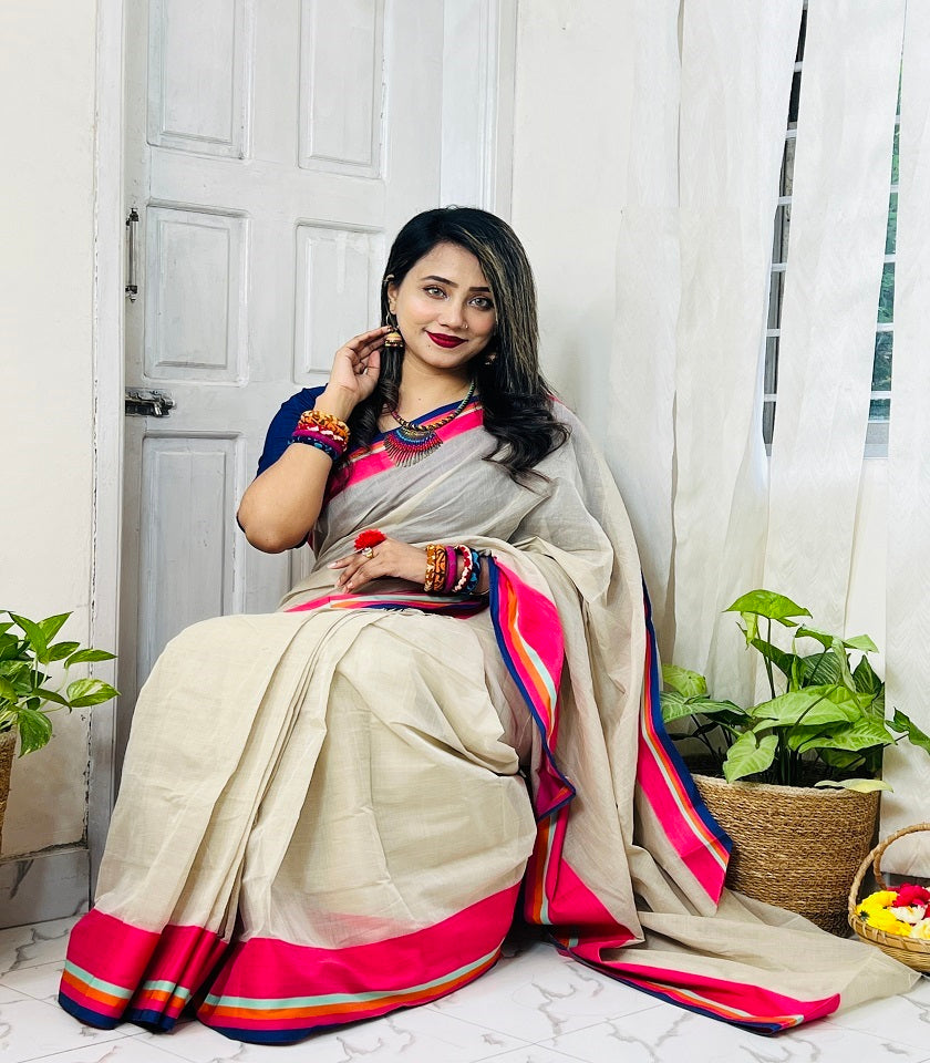 Exclusive Cotton Saree . SKU-MHT491