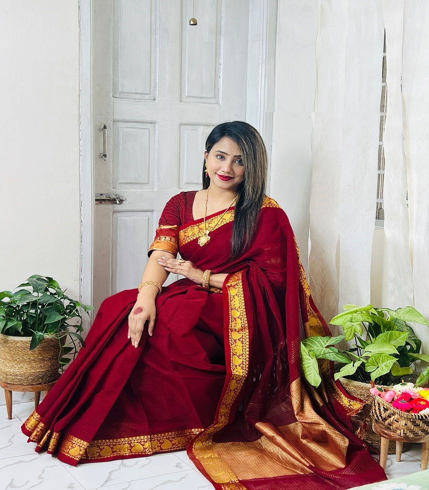 Exclusive Cotton Saree . SKU-MHT492