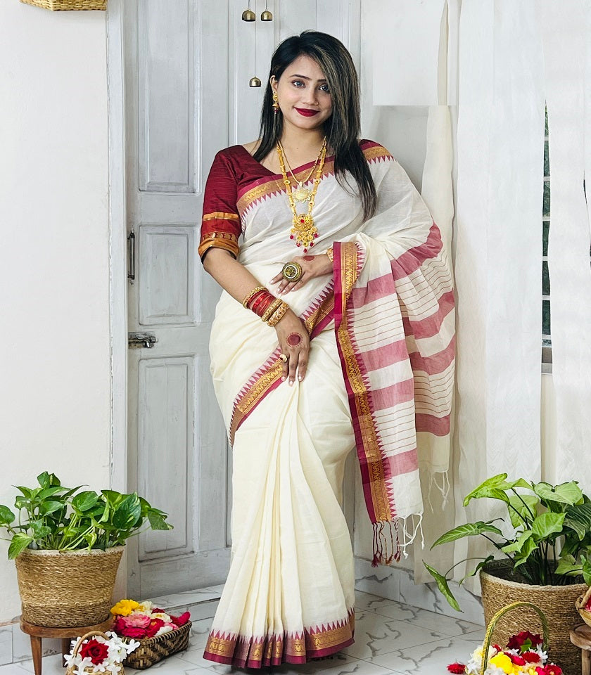 Exclusive Cotton Saree . SKU-MHT493