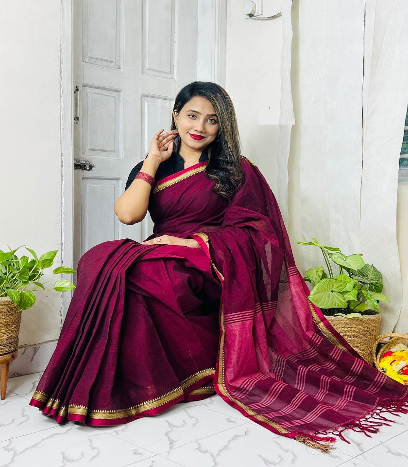 Exclusive Cotton Saree . SKU-MHT494