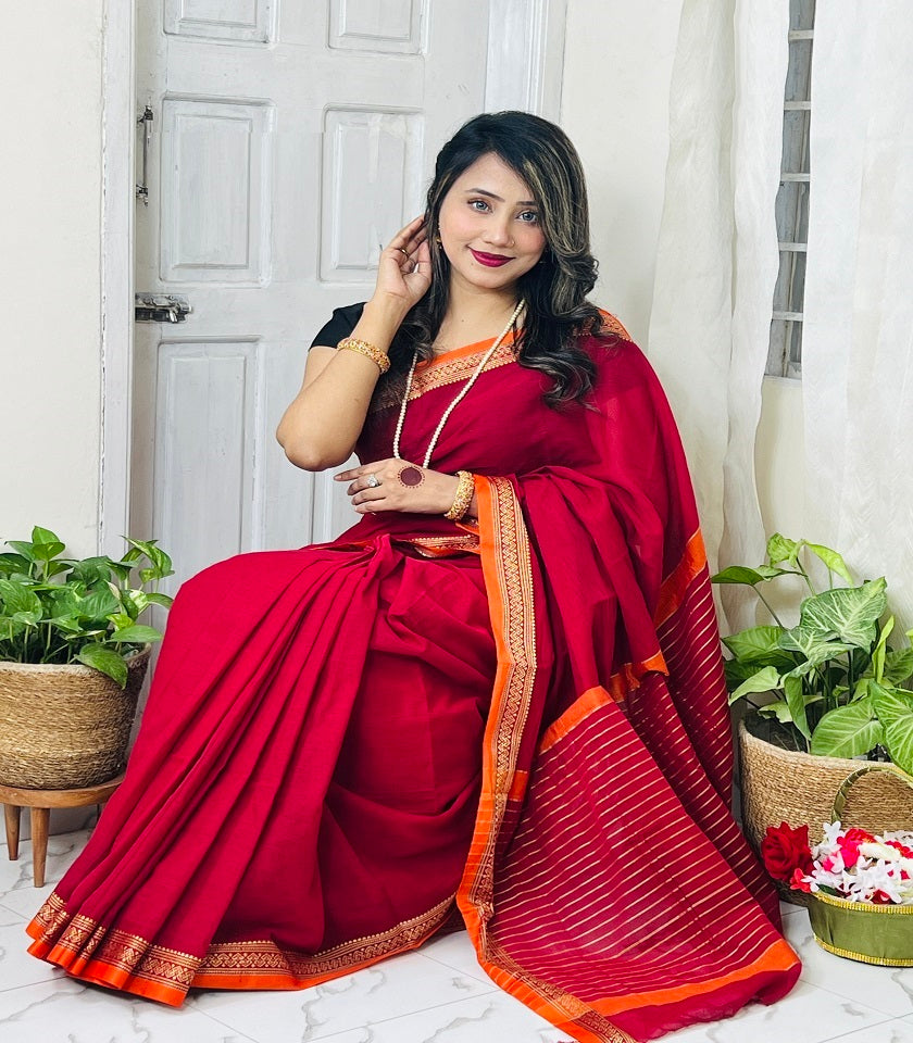 Exclusive Cotton Saree . SKU-MHT496