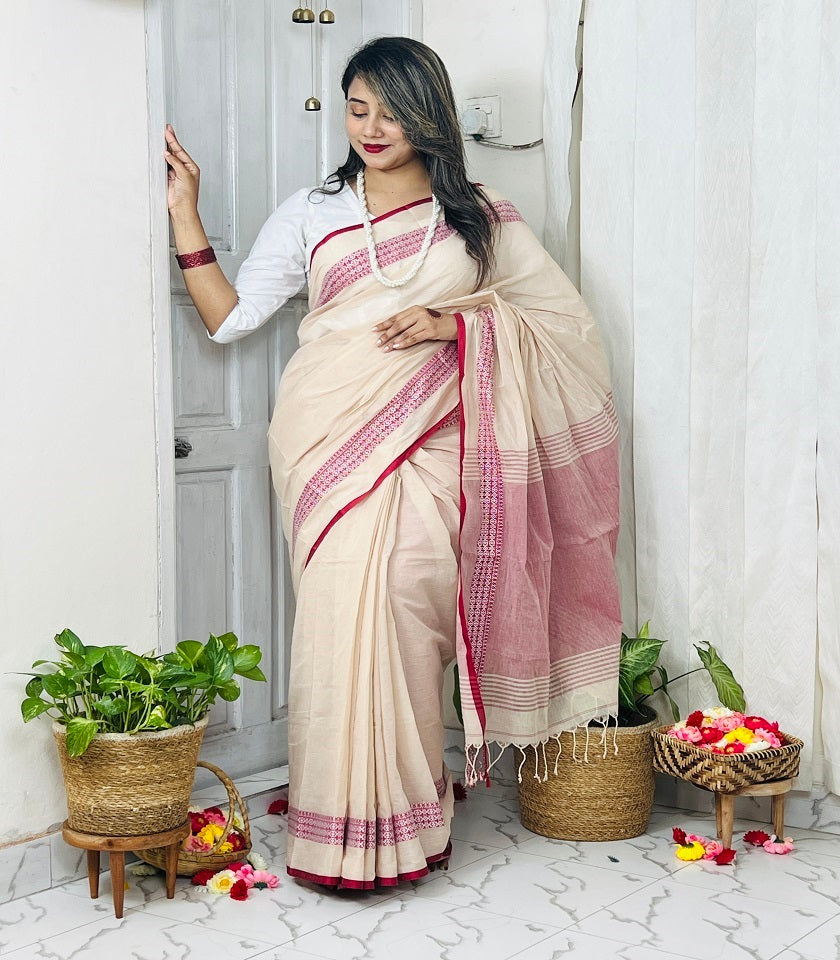 Exclusive Cotton Saree . SKU-MHT497