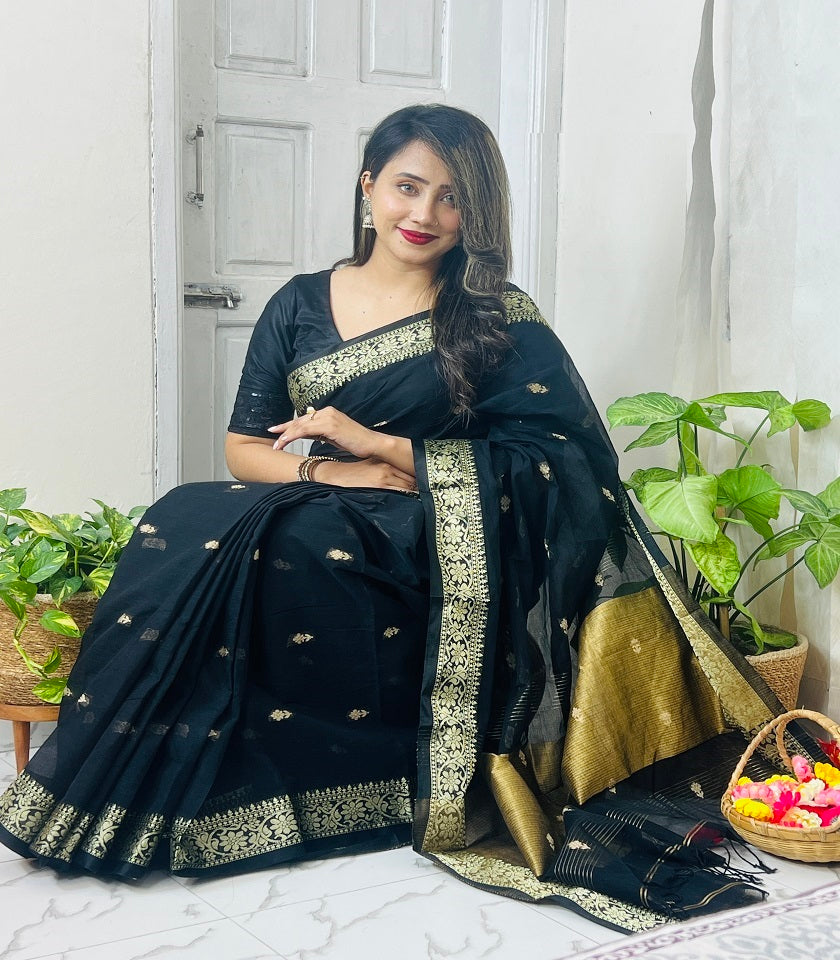 Exclusive Cotton Saree . SKU-MHT501