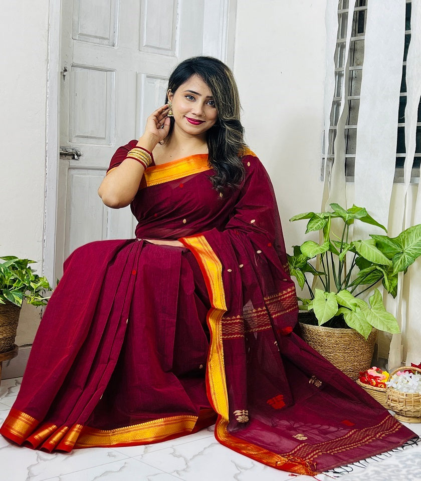 Exclusive Cotton Saree . SKU-MHT504