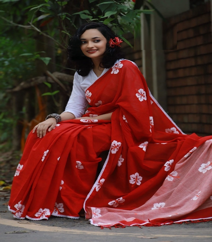 Exclusive Cotton Saree . SKU-MHT507